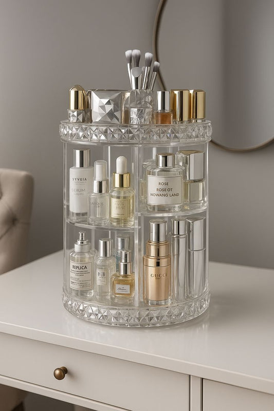Makeup Organizer 360 Degree Rotating Adjustable Layers Large Capacity Cosmetic Organizer