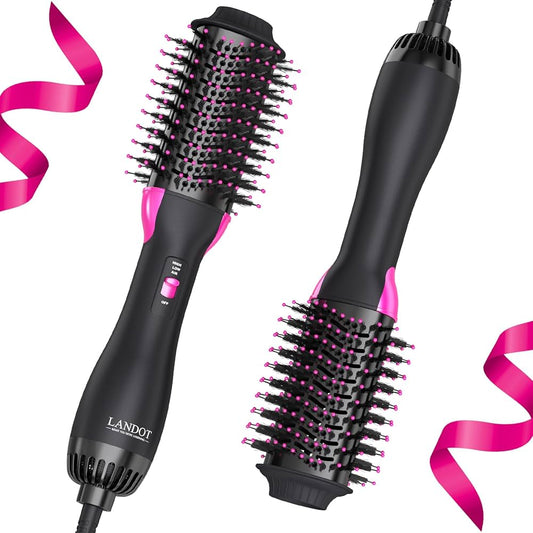 One Step Hair Dryer,Volumizer Hot Air Hair Dryer Brush,Salon Negative Electric Blow Dryer Rotating Curler and Ion Hair Straightener Brush for Fast Drying, Straightening ,Curlin