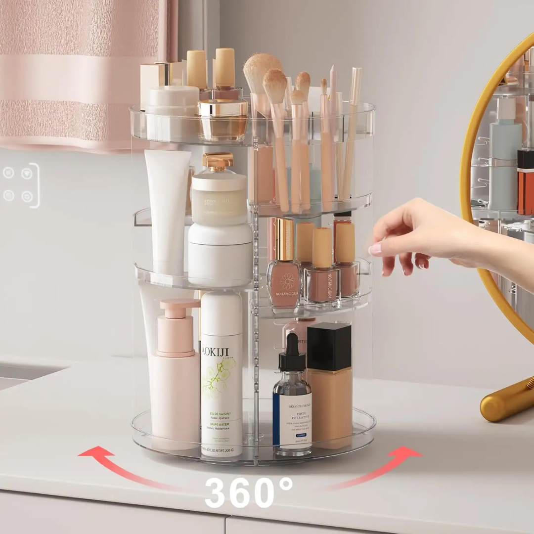 Makeup Organizer 360 Degree Rotating Adjustable Layers Large Capacity Cosmetic Organizer Transparent Make Up Organizers and Storage