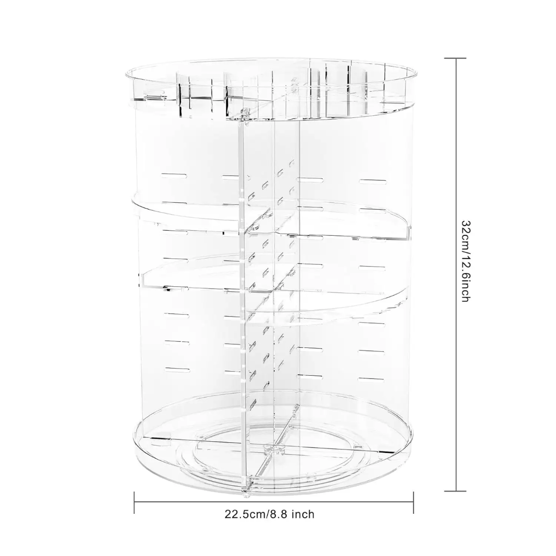 Makeup Organizer 360 Degree Rotating Adjustable Layers Large Capacity Cosmetic Organizer Transparent Make Up Organizers and Storage