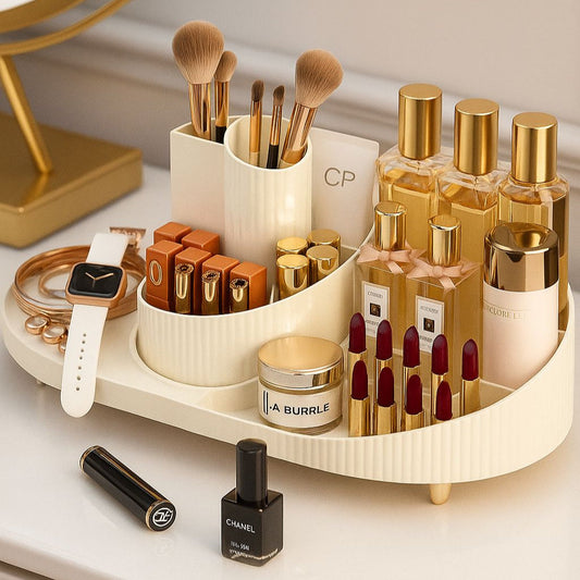 Makeup Organizer Countertop 360 Rotating Brush Holder Storage for Vanity Bathroom