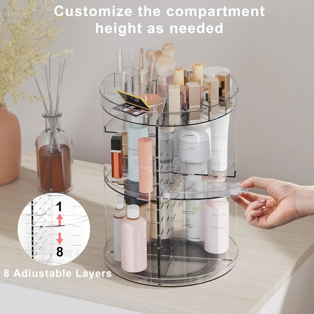 Makeup Organizer 360 Degree Rotating Adjustable Layers Large Capacity Cosmetic Organizer Transparent Make Up Organizers and Storage