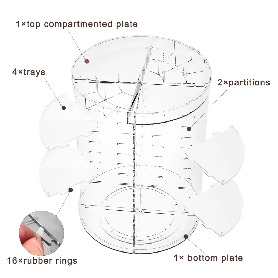 Makeup Organizer 360 Degree Rotating Adjustable Layers Large Capacity Cosmetic Organizer Transparent Make Up Organizers and Storage