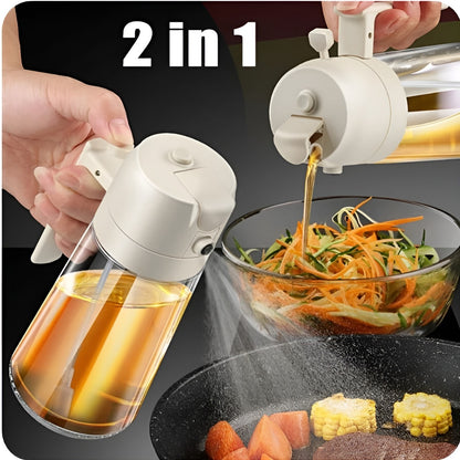 2 in 1 Oil Sprayer and Oil Bottle for Cooking for Salad, Air Fryer, 450ml