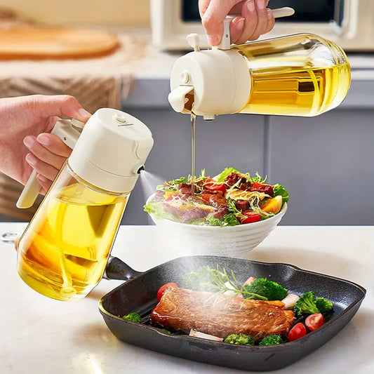2 in 1 Oil Sprayer and Oil Bottle for Cooking for Salad, Air Fryer, 450ml