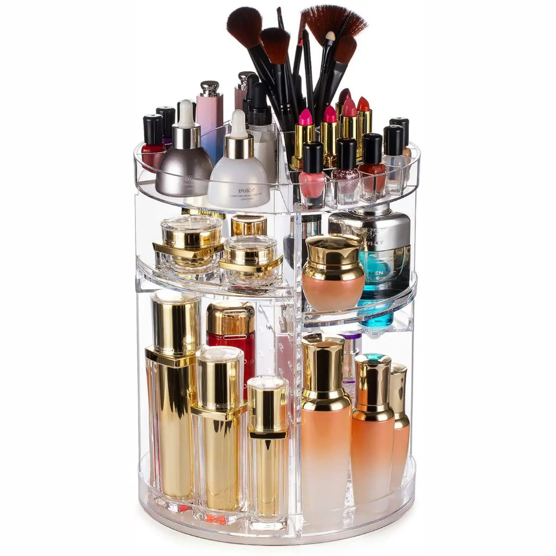 Makeup Organizer 360 Degree Rotating Adjustable Layers Large Capacity Cosmetic Organizer Transparent Make Up Organizers and Storage