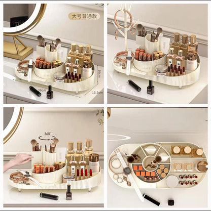 Makeup Organizer Countertop 360 Rotating Brush Holder Storage for Vanity Bathroom