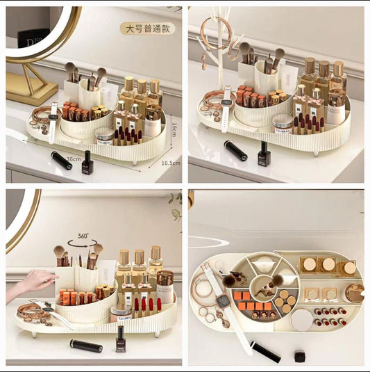 Makeup Organizer Countertop 360 Rotating Brush Holder Storage for Vanity Bathroom