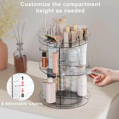 Makeup Organizer 360 Degree Rotating Adjustable Layers Large Capacity Cosmetic Organizer