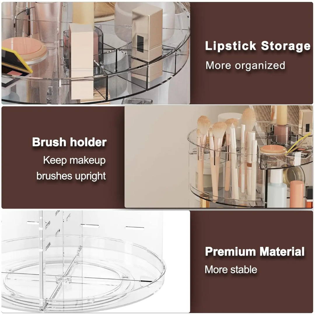 Makeup Organizer 360 Degree Rotating Adjustable Layers Large Capacity Cosmetic Organizer Transparent Make Up Organizers and Storage